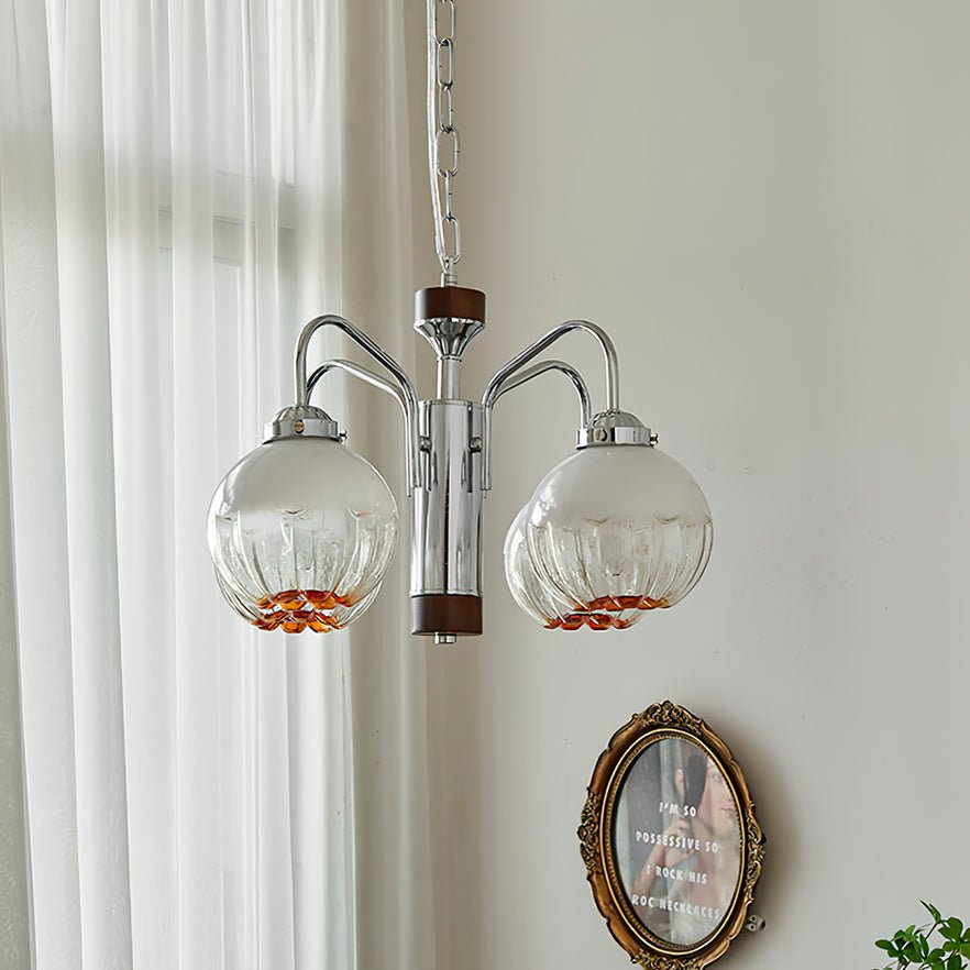 Ulliria Chandelier Art Nordique Fleur En Noyer Et Verre - Neutralighting
