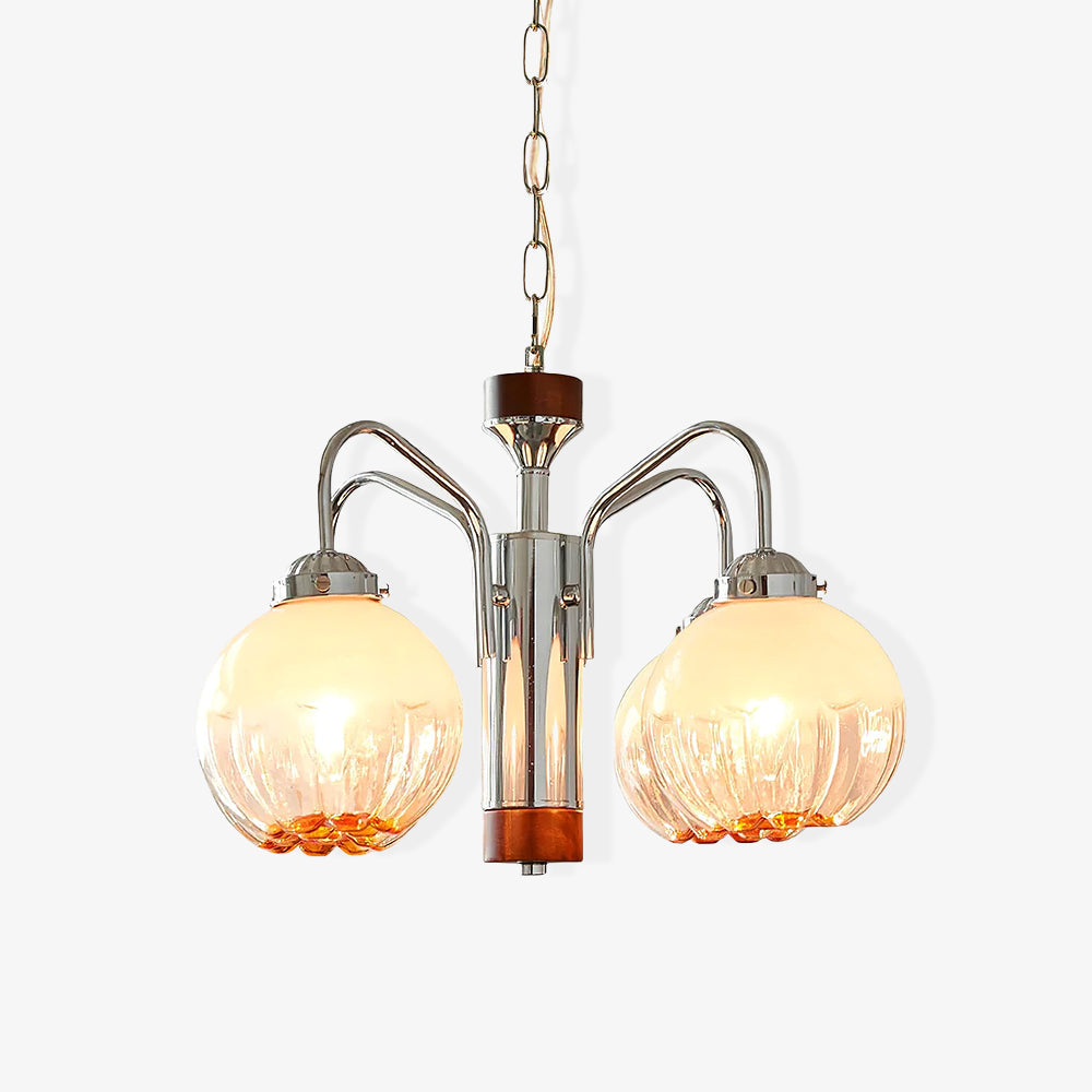 Ulliria Chandelier Art Nordique Fleur En Noyer Et Verre - Neutralighting