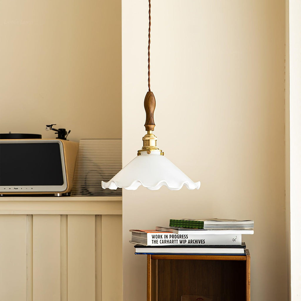 Solara Suspension en Verre Abat-jour Ondulé Vintage - Neutralighting