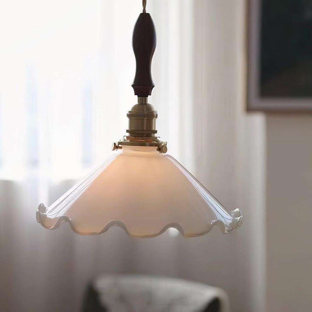 Solara Suspension en Verre Abat-jour Ondulé Vintage - Neutralighting