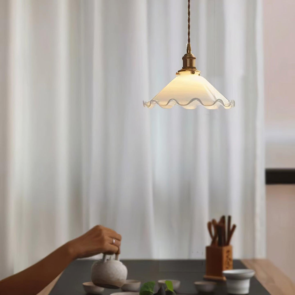 Solara Suspension en Verre Abat-jour Ondulé Vintage - Neutralighting