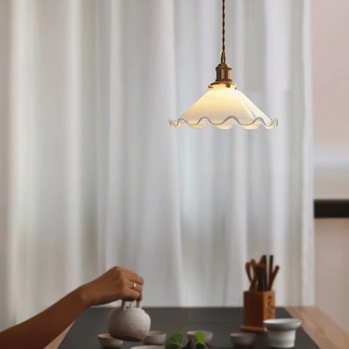 Solara Suspension en Verre Abat-jour Ondulé Vintage - Neutralighting