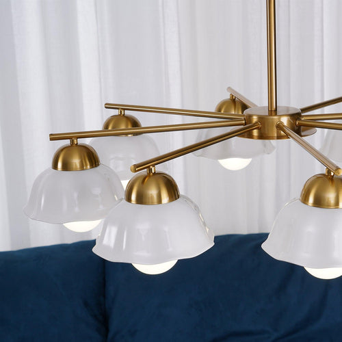 Zasila Nordic Art Flower Shade Ceramics Chandelier - Neutralighting