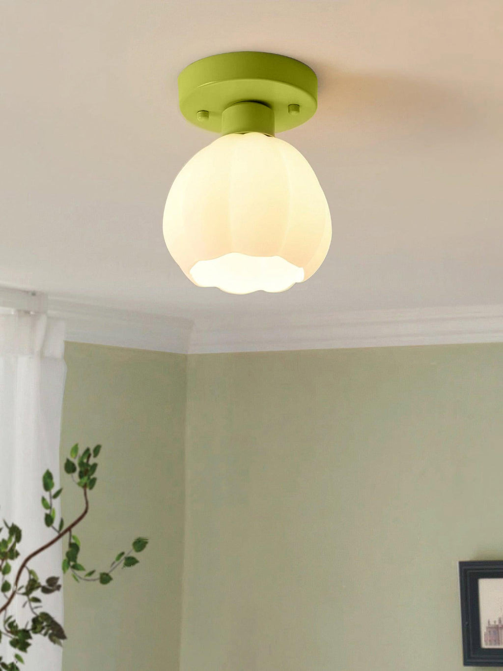 Zevinora Plafonnier Semi-En Verre Fleur - Neutralighting
