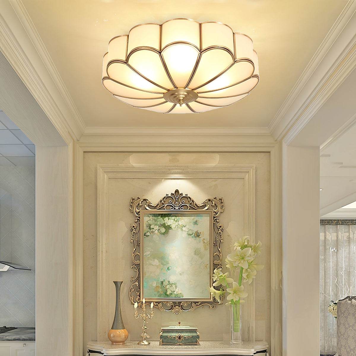 Viraean Plafonnier Moderne Fleur Laiton Verre - Neutralighting