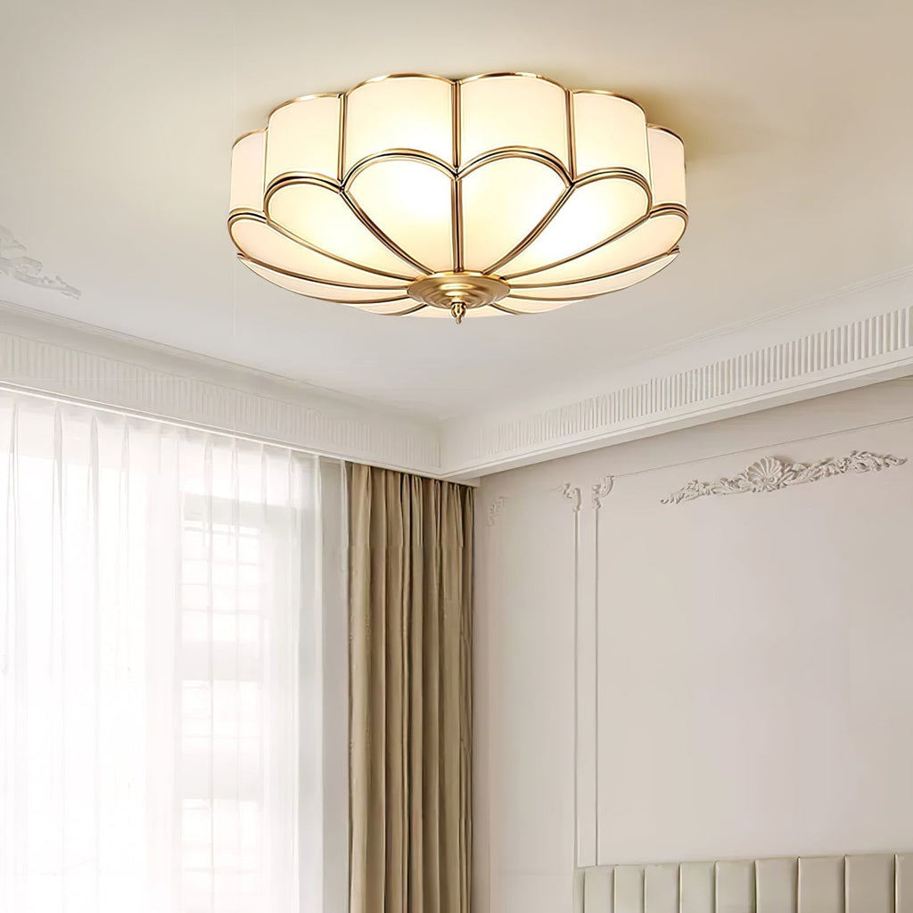 Lustra Plafonnier Forme de Fleur en Verre Laiton - Neutralighting