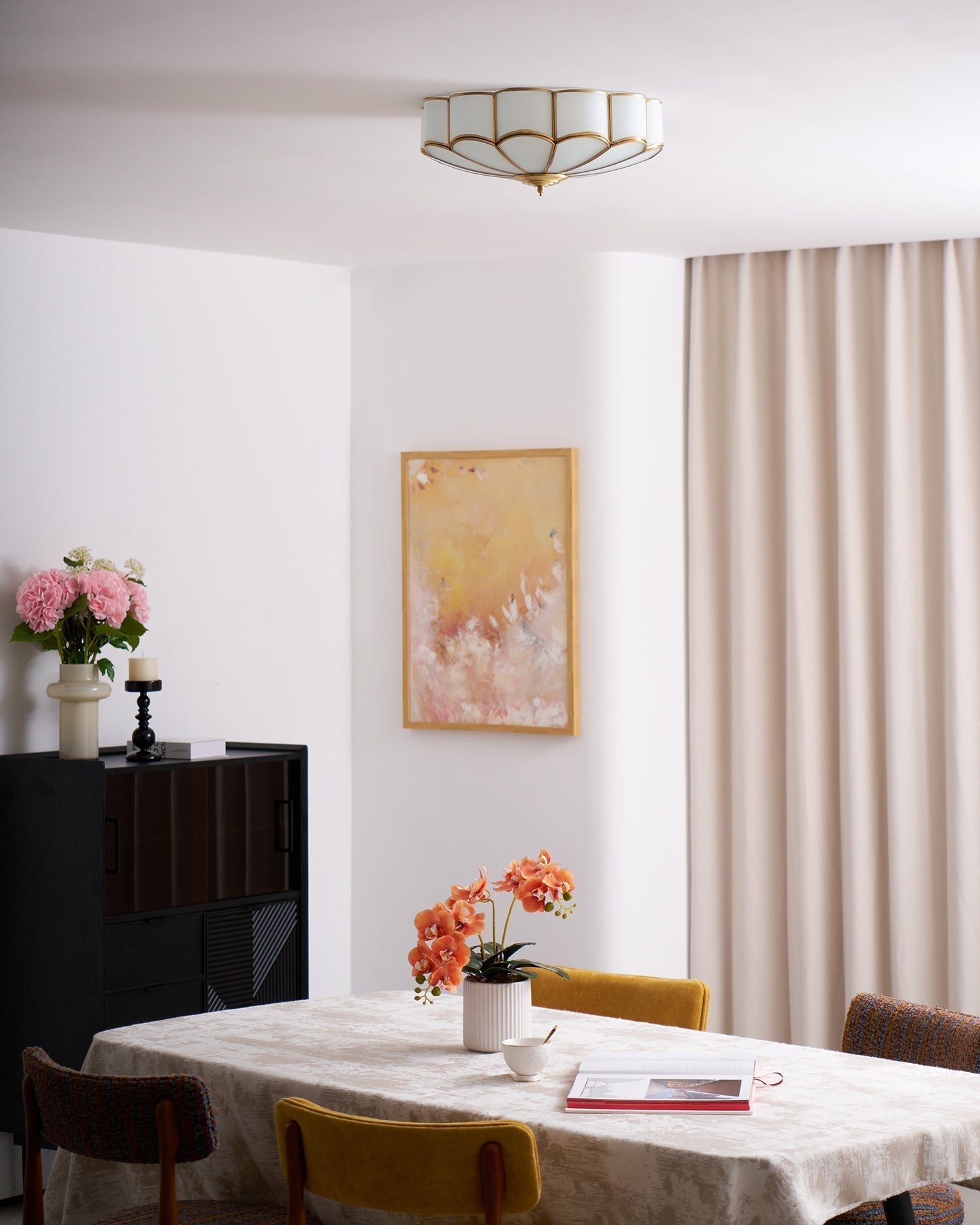 Lustra Plafonnier Forme de Fleur en Verre Laiton - Neutralighting