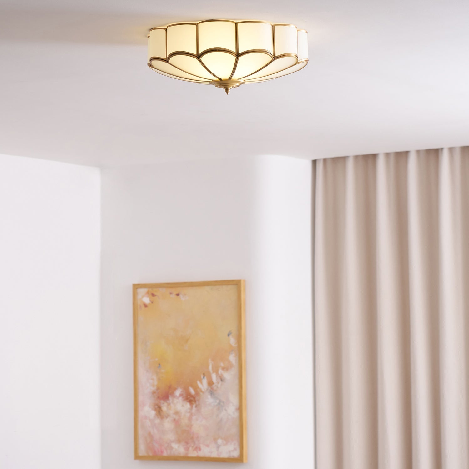 Lustra Plafonnier Forme de Fleur en Verre Laiton - Neutralighting