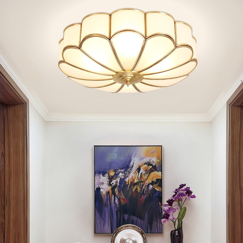 Lustra Plafonnier Forme de Fleur en Verre Laiton - Neutralighting