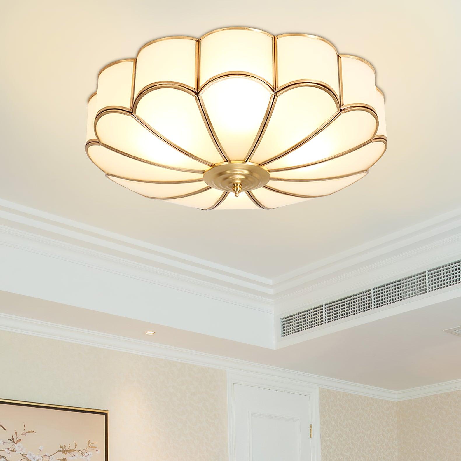 Lustra Plafonnier Forme de Fleur en Verre Laiton - Neutralighting