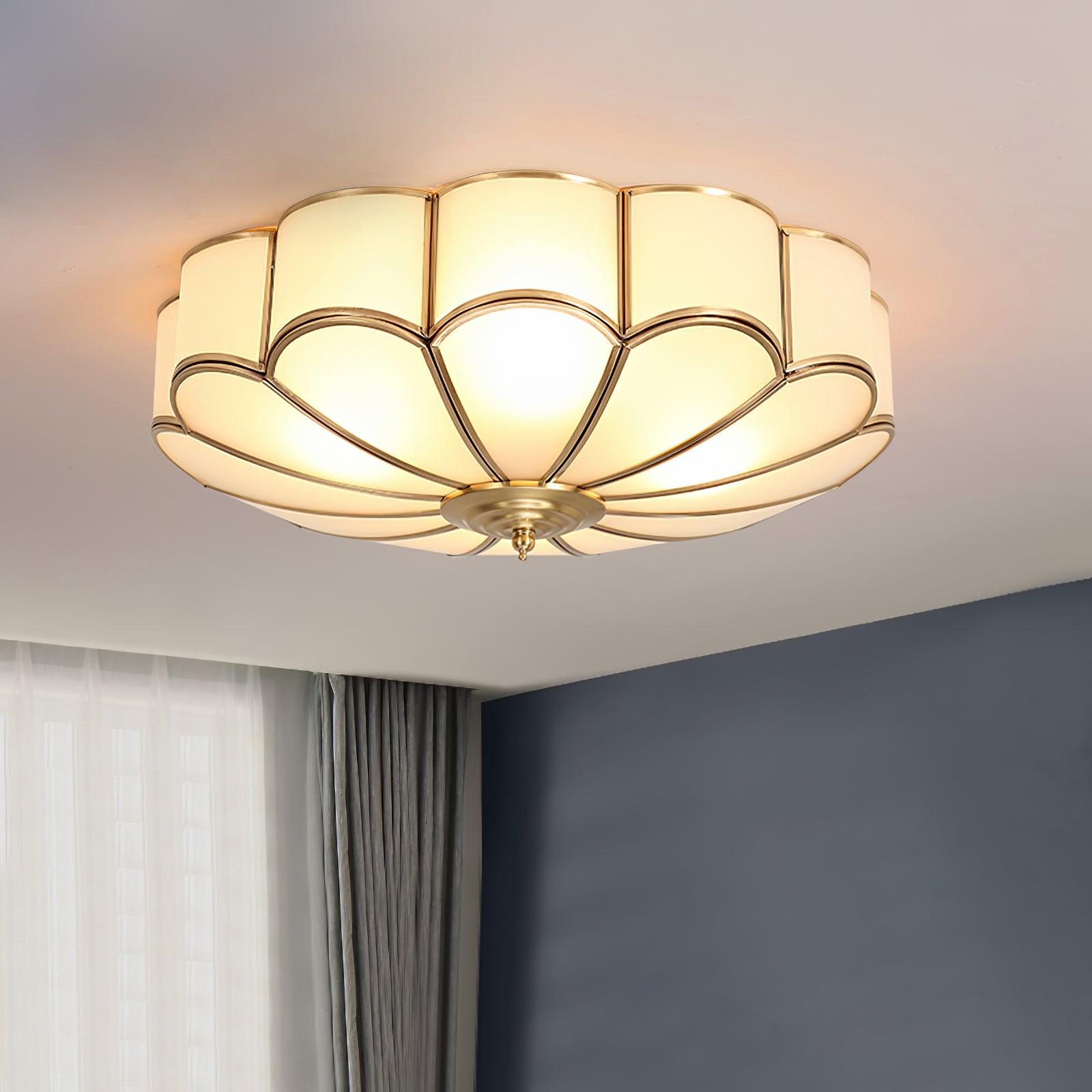 Lustra Plafonnier Forme de Fleur en Verre Laiton - Neutralighting
