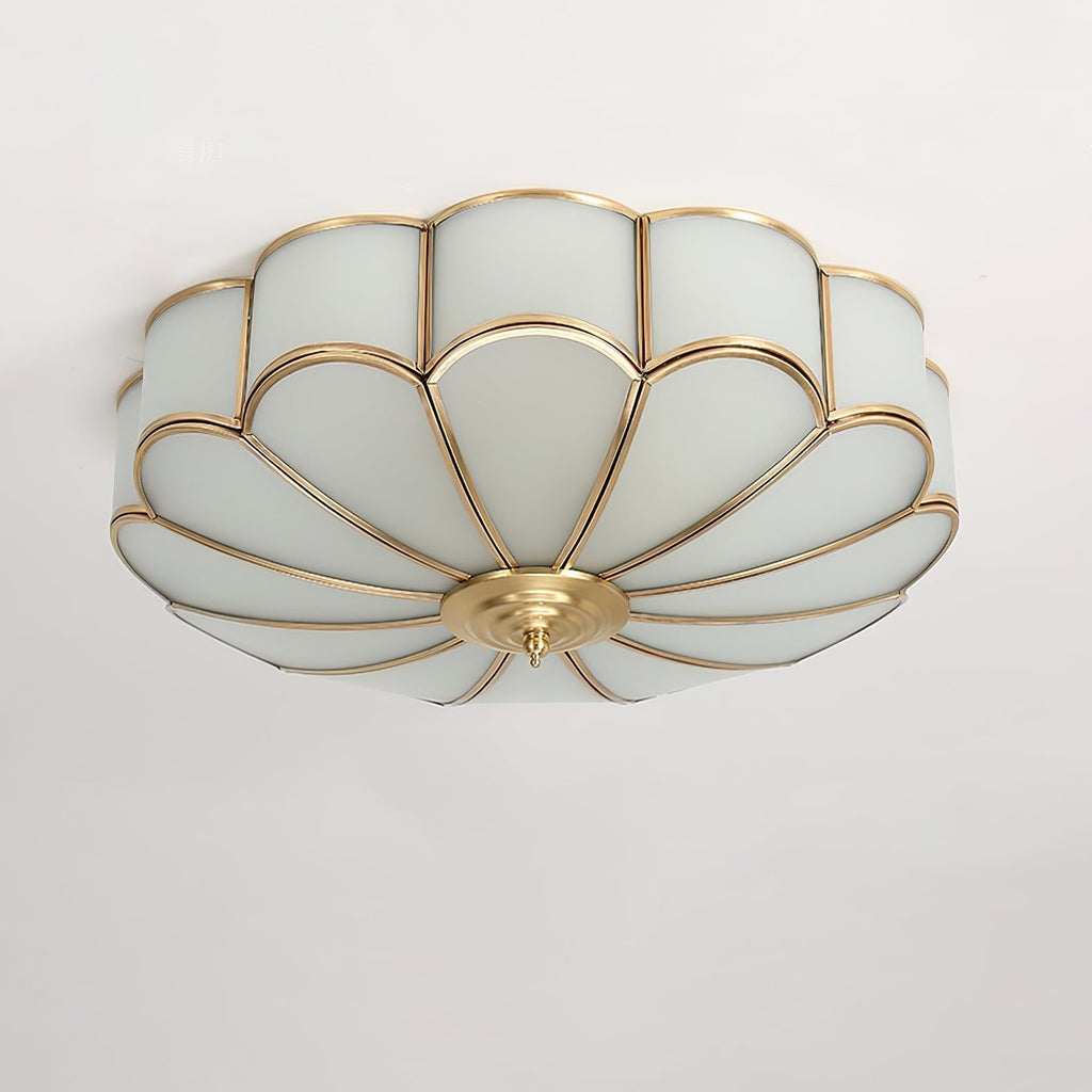 Lustra Plafonnier Forme de Fleur en Verre Laiton - Neutralighting