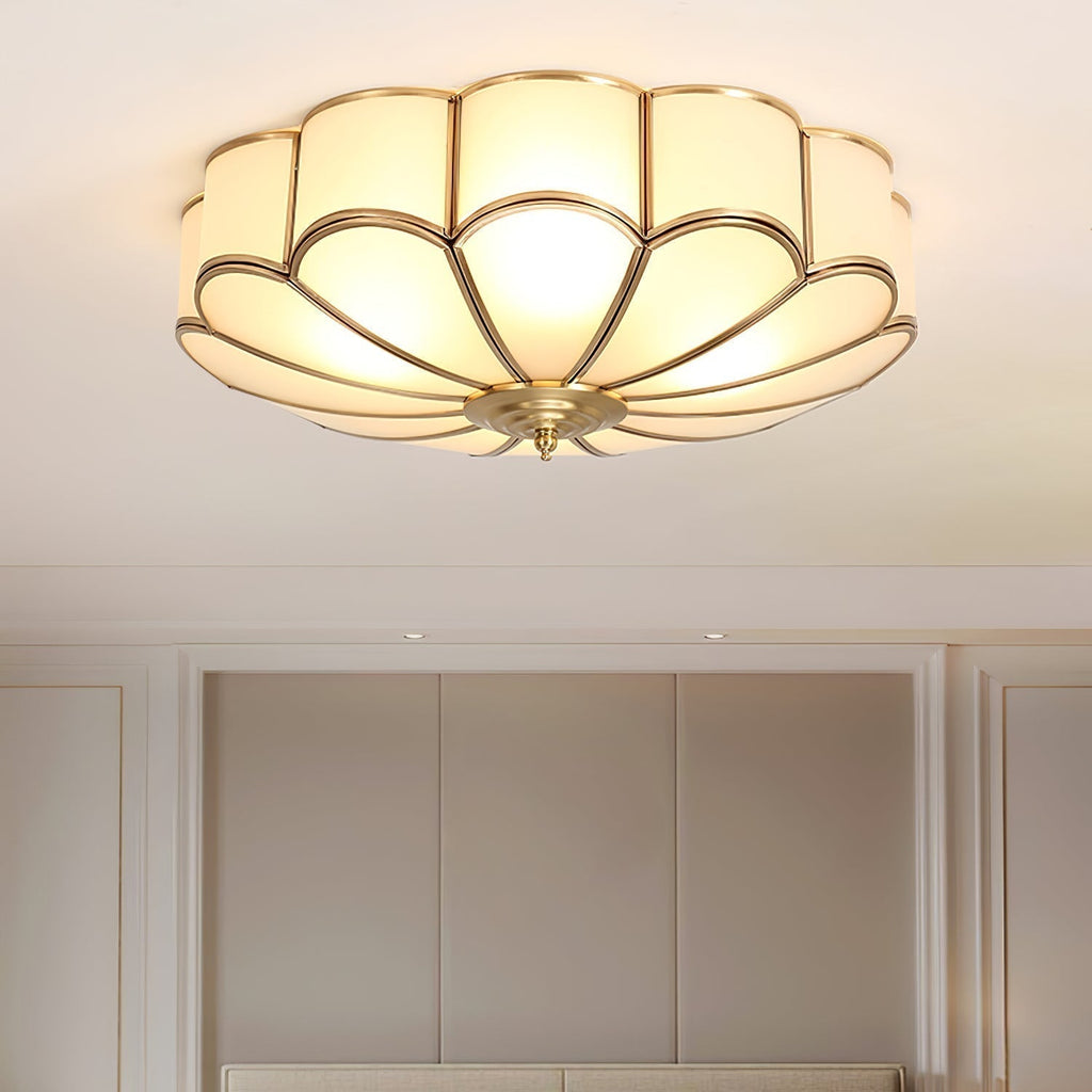 Lustra Plafonnier Forme de Fleur en Verre Laiton - Neutralighting