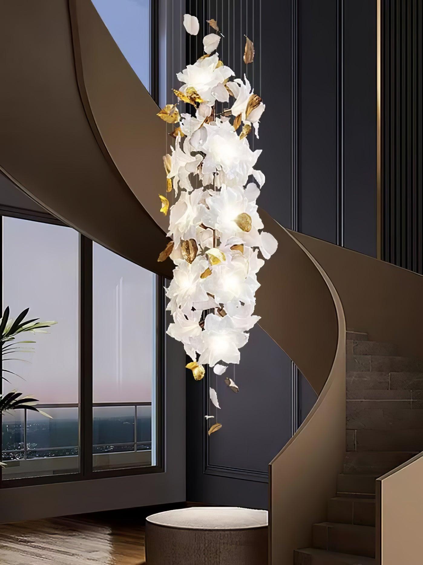Araeos Chandelier en Laiton Fleurs Volantes et Papillons - Neutralighting