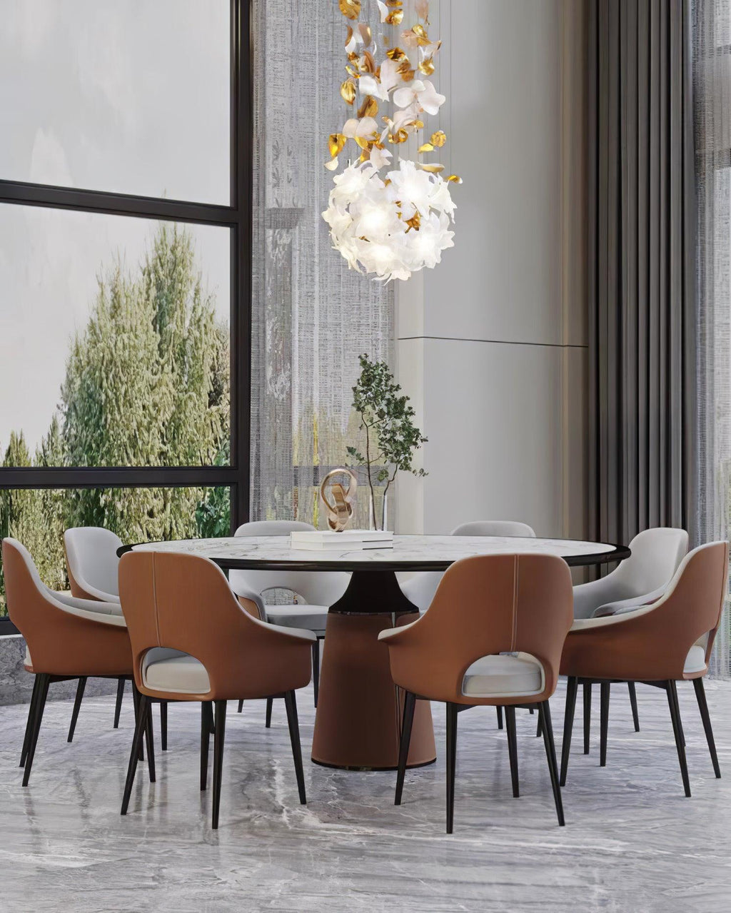 Araeos Chandelier en Laiton Fleurs Volantes et Papillons - Neutralighting