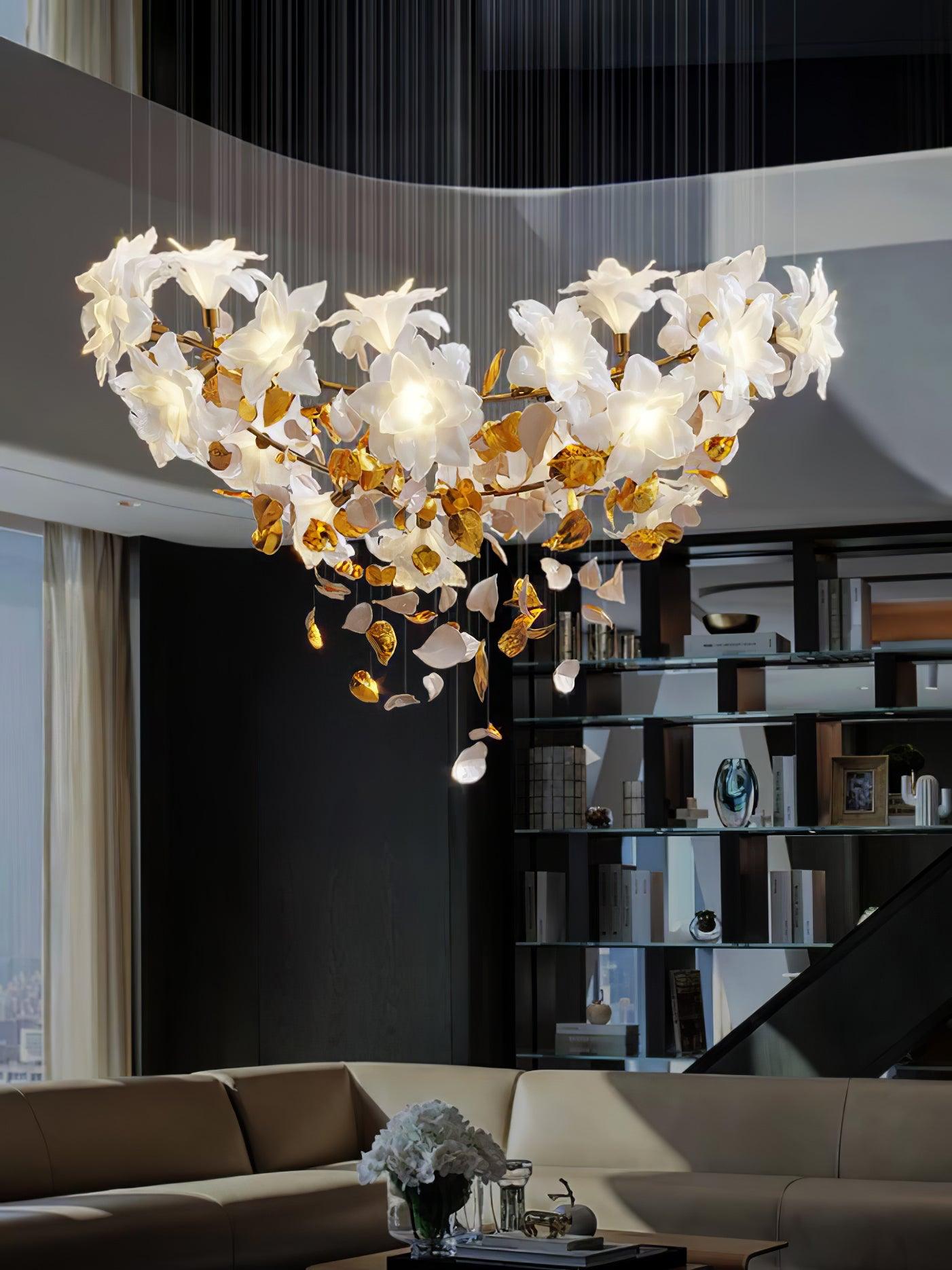Araeos Chandelier en Laiton Fleurs Volantes et Papillons - Neutralighting