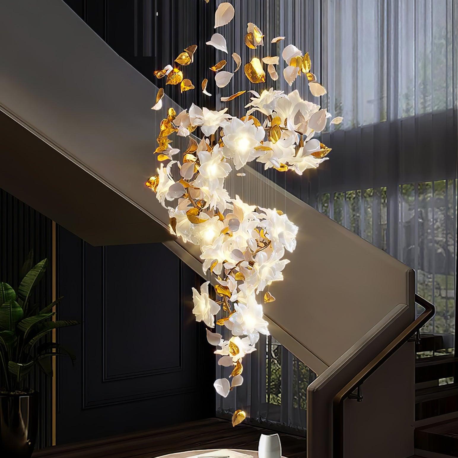 Araeos Chandelier en Laiton Fleurs Volantes et Papillons - Neutralighting