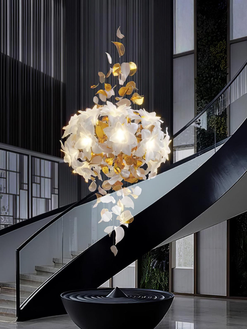 Araeos Chandelier en Laiton Fleurs Volantes et Papillons - Neutralighting