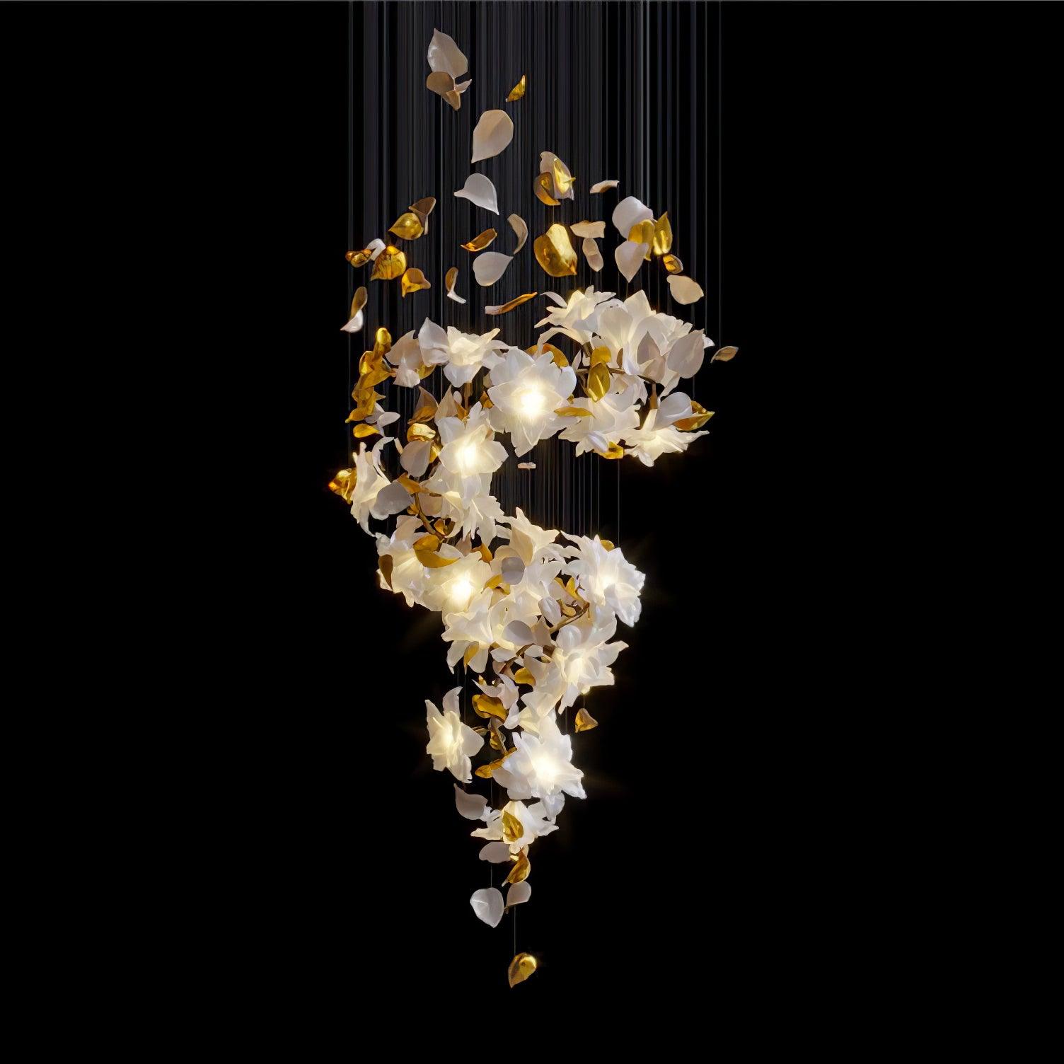Araeos Chandelier en Laiton Fleurs Volantes et Papillons - Neutralighting