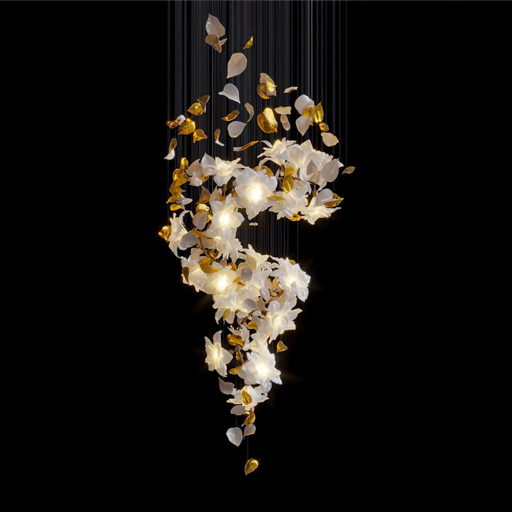 Araeos Chandelier en Laiton Fleurs Volantes et Papillons - Neutralighting