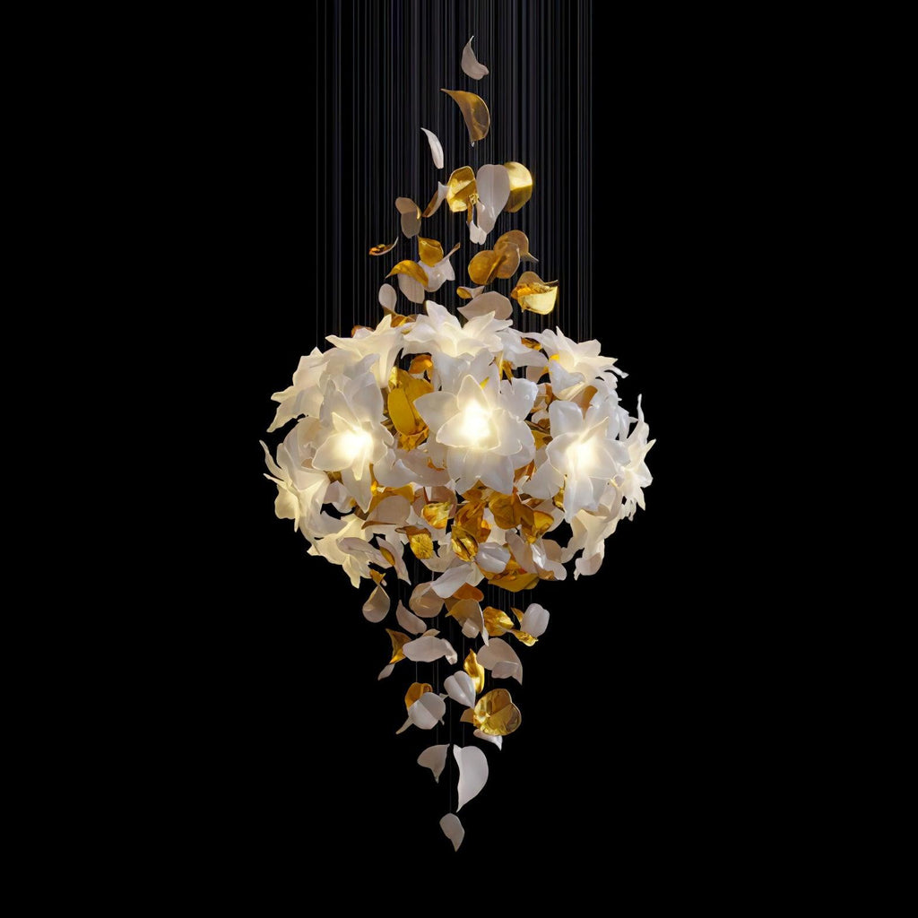 Araeos Chandelier en Laiton Fleurs Volantes et Papillons - Neutralighting