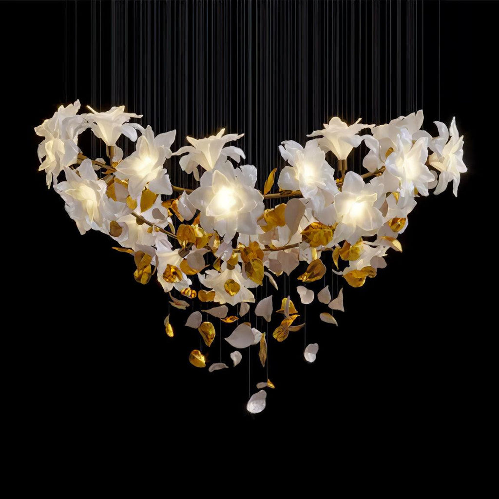 Araeos Chandelier en Laiton Fleurs Volantes et Papillons - Neutralighting