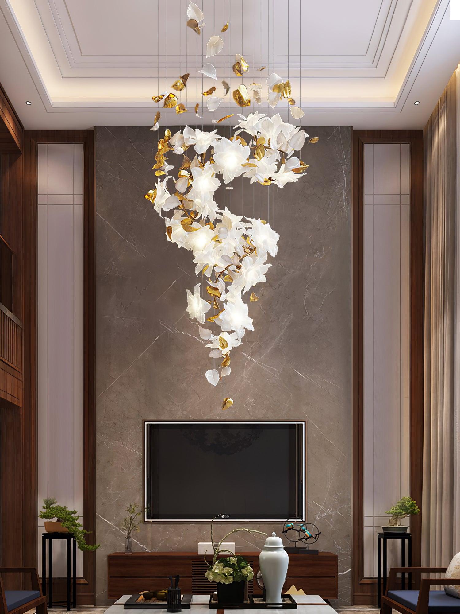 Araeos Chandelier en Laiton Fleurs Volantes et Papillons - Neutralighting