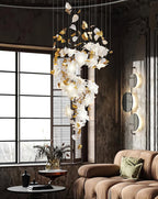 Araeos Chandelier en Laiton Fleurs Volantes et Papillons - Neutralighting