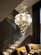 Araeos Chandelier en Laiton Fleurs Volantes et Papillons - Neutralighting