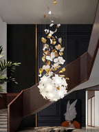 Araeos Chandelier en Laiton Fleurs Volantes et Papillons - Neutralighting