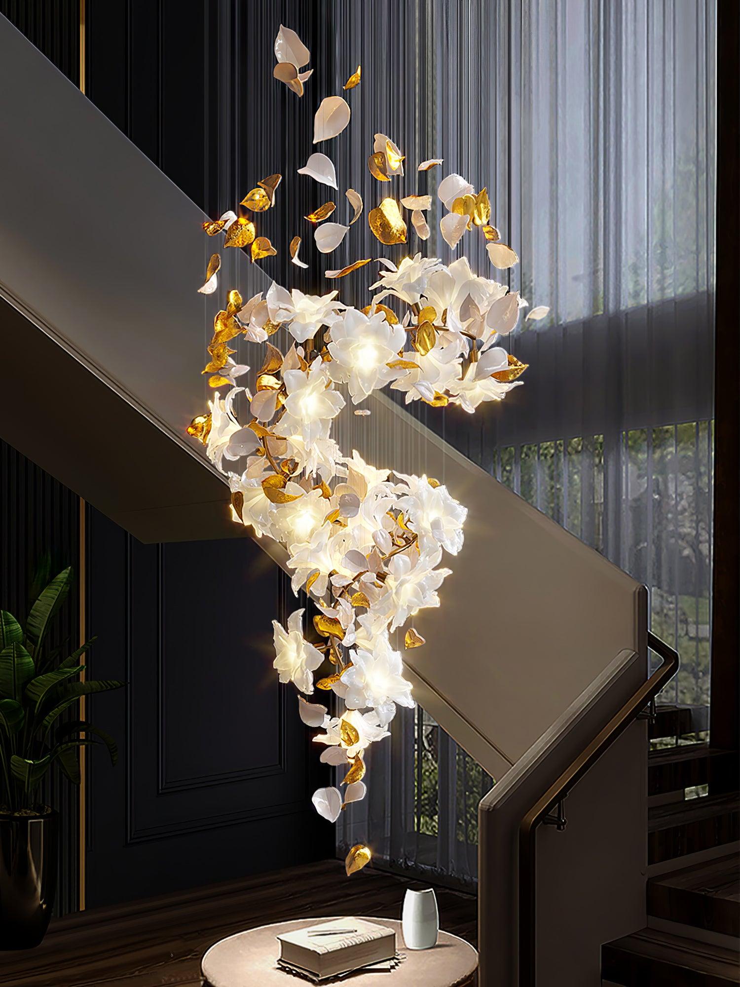 Araeos Chandelier en Laiton Fleurs Volantes et Papillons - Neutralighting