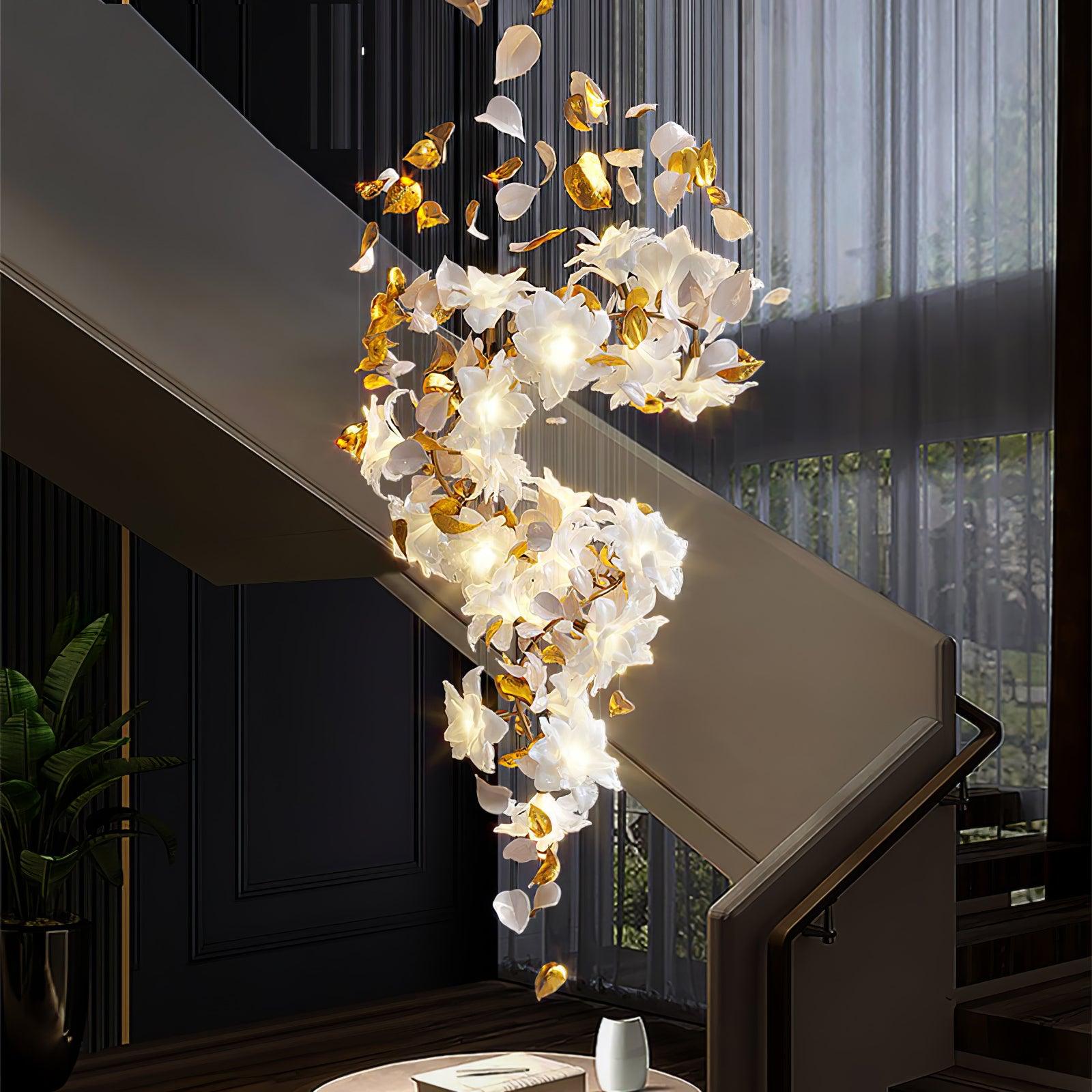 Araeos Chandelier en Laiton Fleurs Volantes et Papillons - Neutralighting