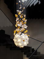 Araeos Chandelier en Laiton Fleurs Volantes et Papillons - Neutralighting
