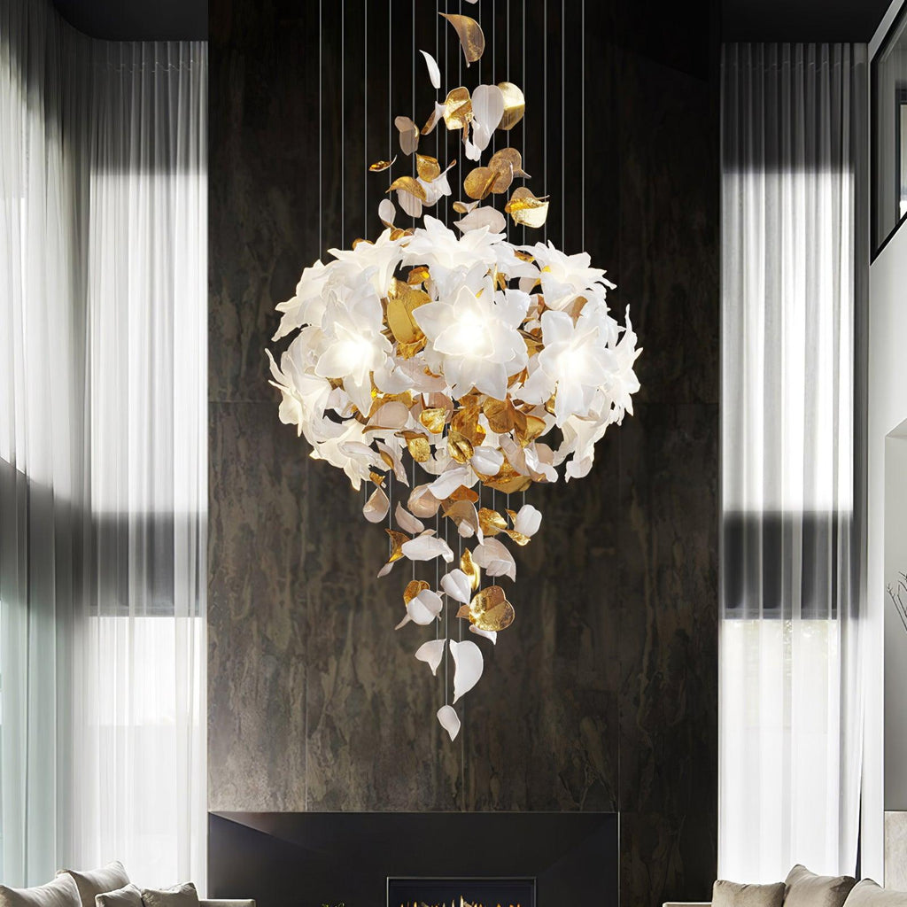 Araeos Chandelier en Laiton Fleurs Volantes et Papillons - Neutralighting
