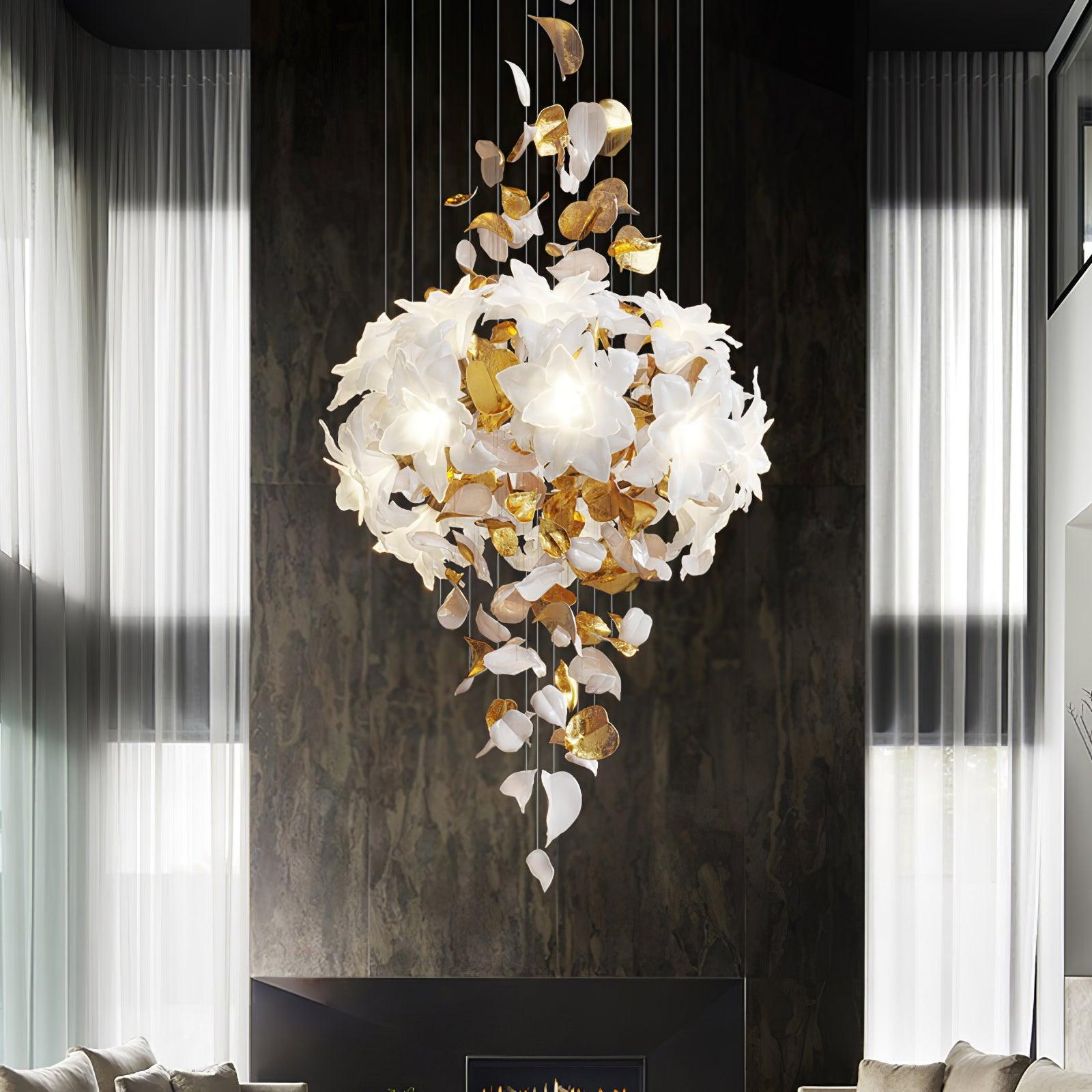 Araeos Chandelier en Laiton Fleurs Volantes et Papillons - Neutralighting