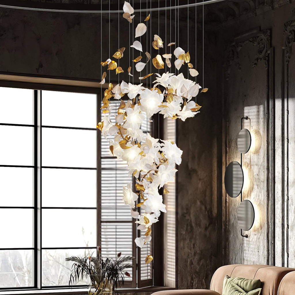 Araeos Chandelier en Laiton Fleurs Volantes et Papillons - Neutralighting
