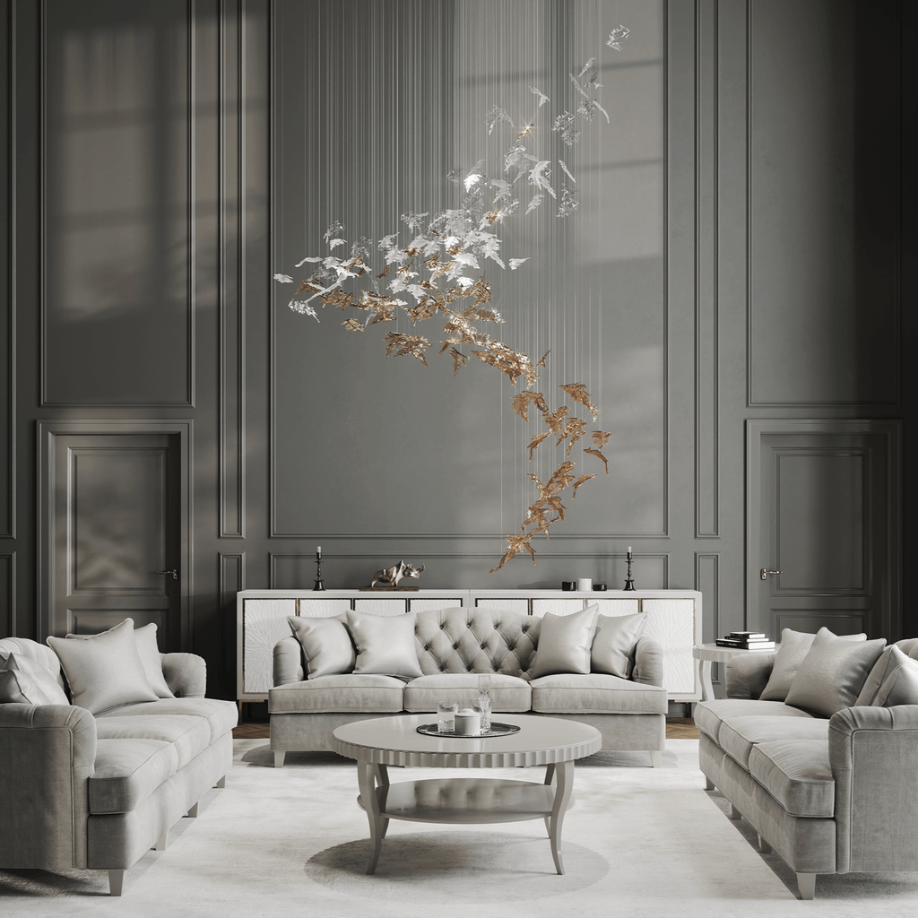 Cosolion Lustre en Verre Clair Ambre en Forme d'Oiseau - Neutralighting