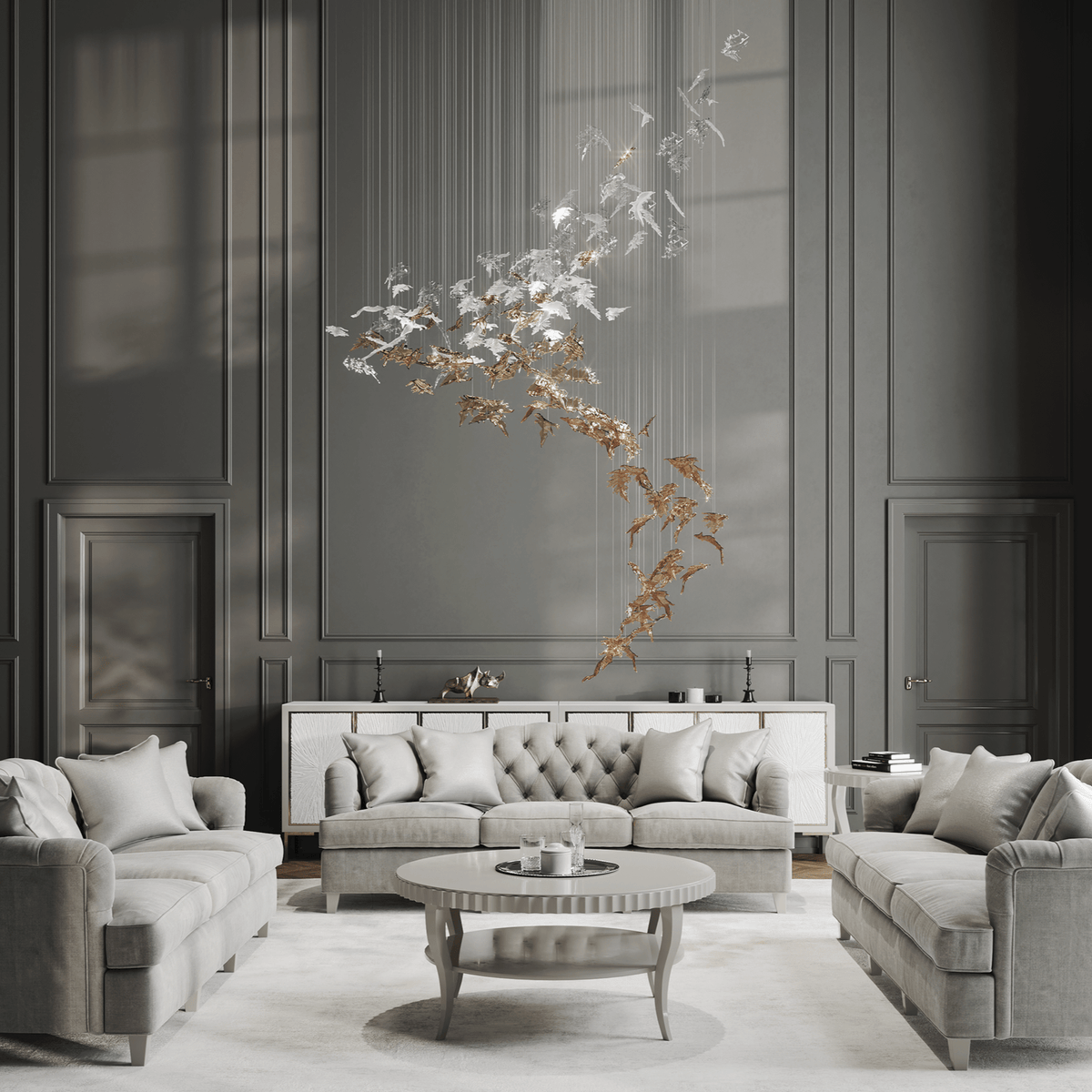 Cosolion Lustre en Verre Clair Ambre en Forme d'Oiseau - Neutralighting
