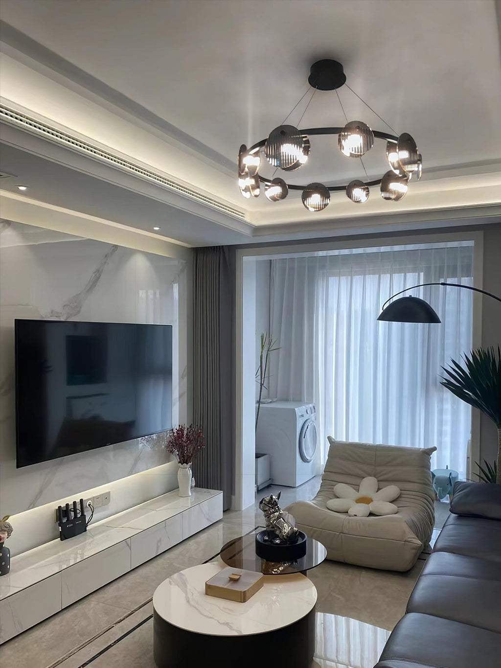 Lustra Chandelier en Verre Fumé et Noir - Neutralighting