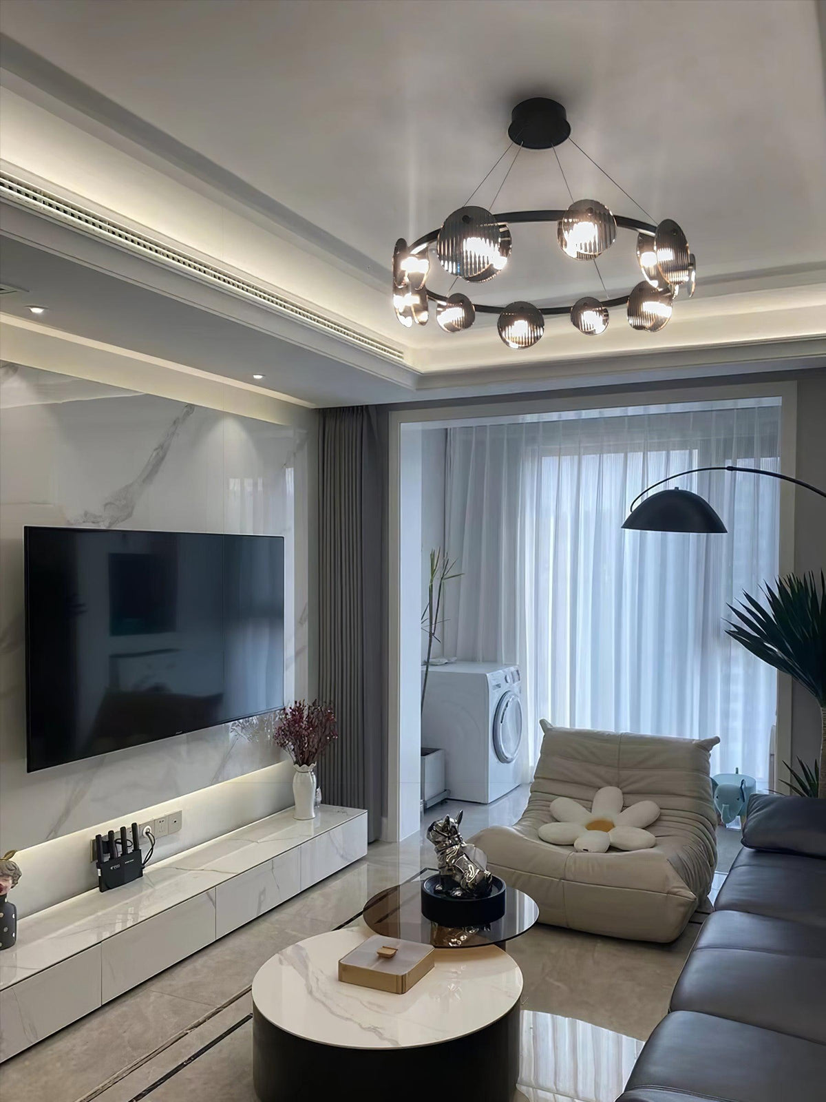 Lustra Chandelier en Verre Fumé et Noir - Neutralighting