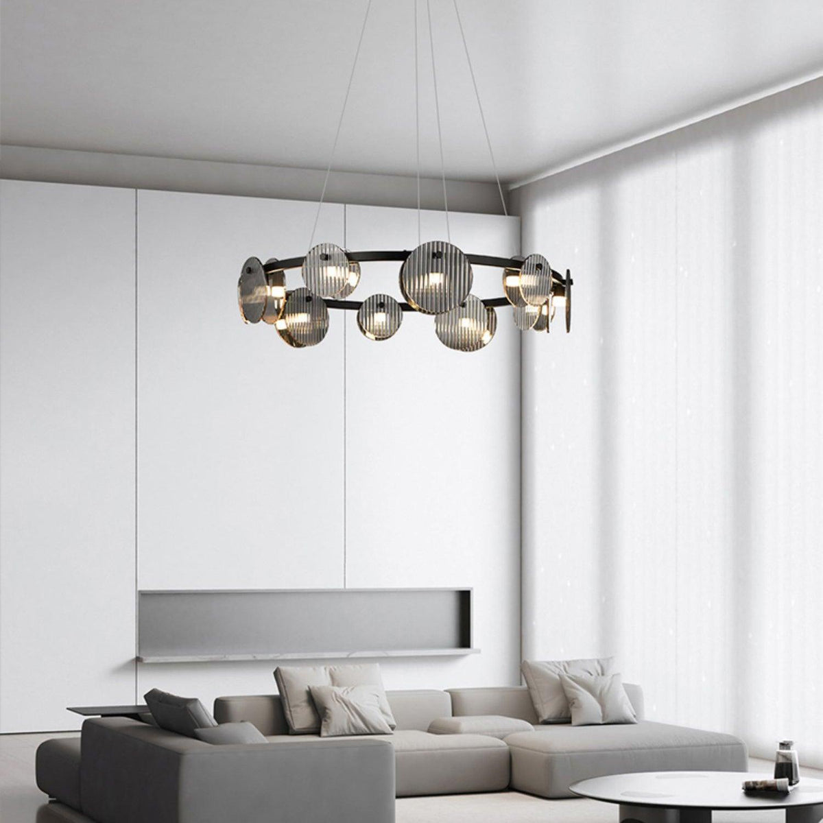Lustra Chandelier en Verre Fumé et Noir - Neutralighting