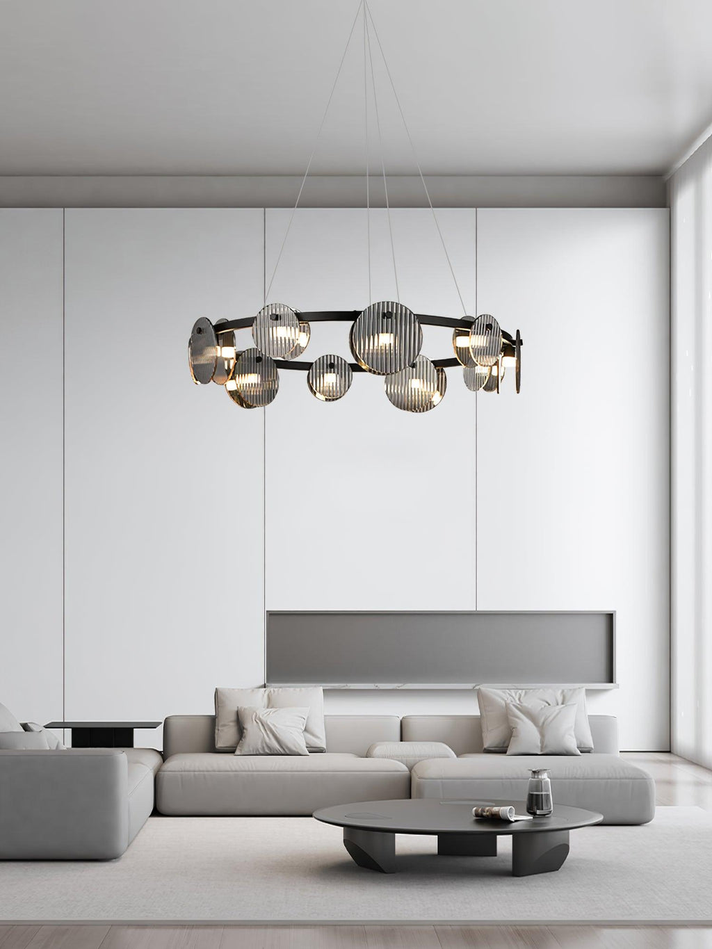 Lustra Chandelier en Verre Fumé et Noir - Neutralighting