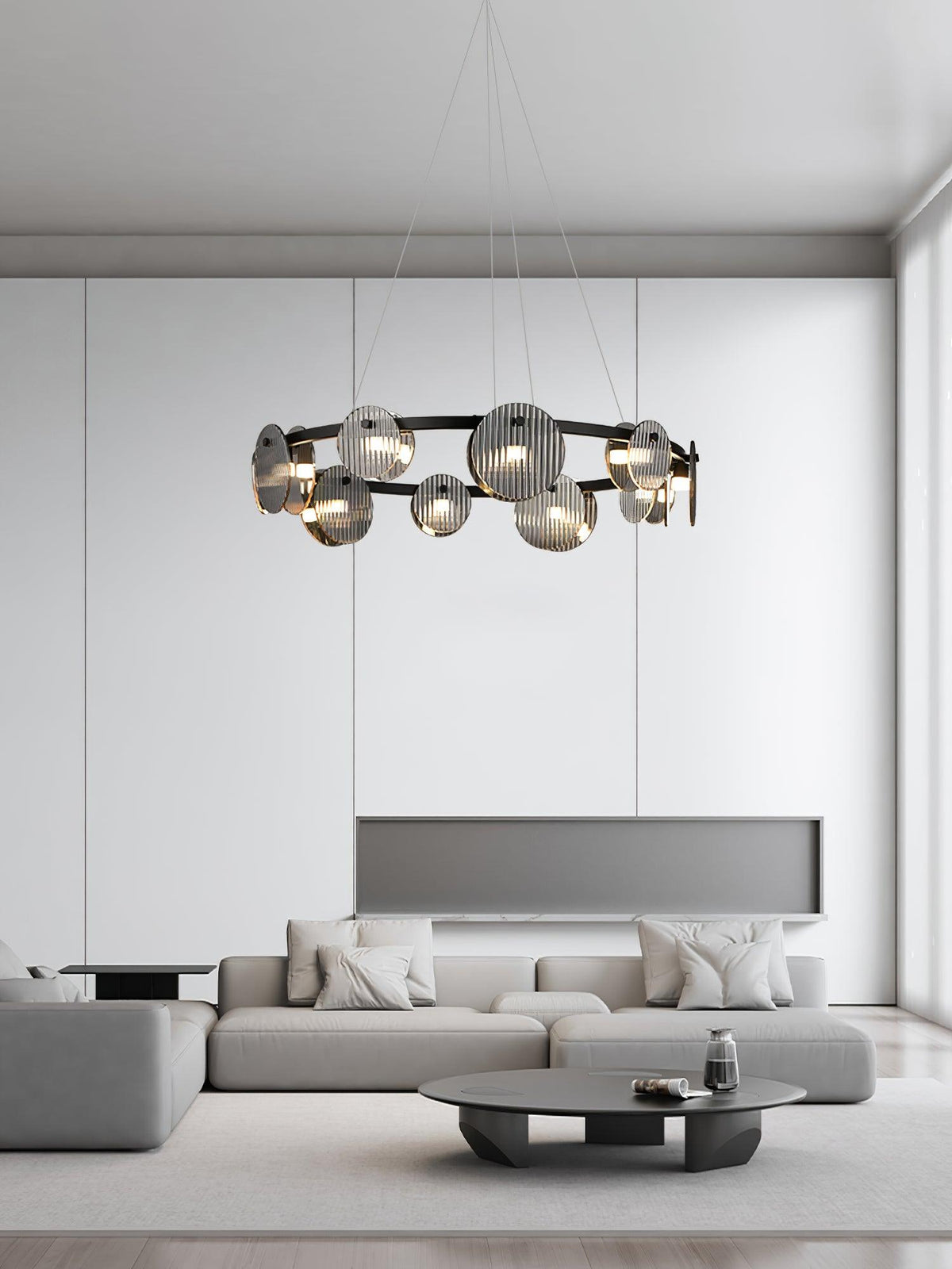 Lustra Chandelier en Verre Fumé et Noir - Neutralighting