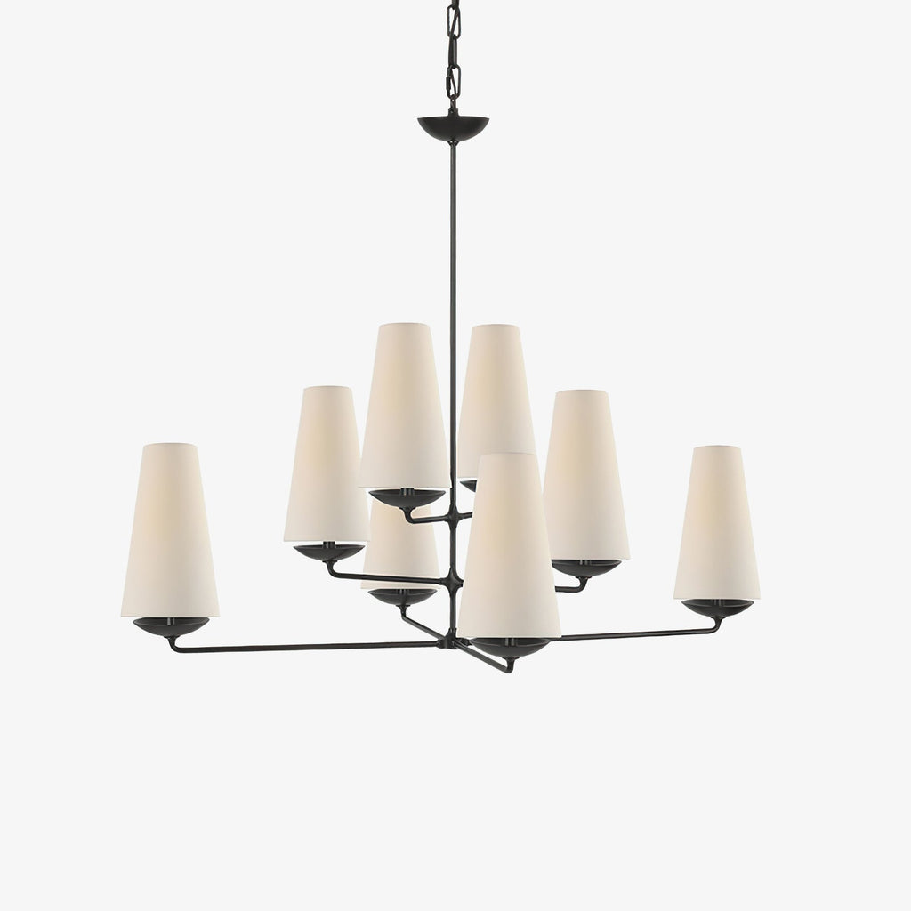 Lustra Chandelier Vertical en Cuivre et Lin - Neutralighting