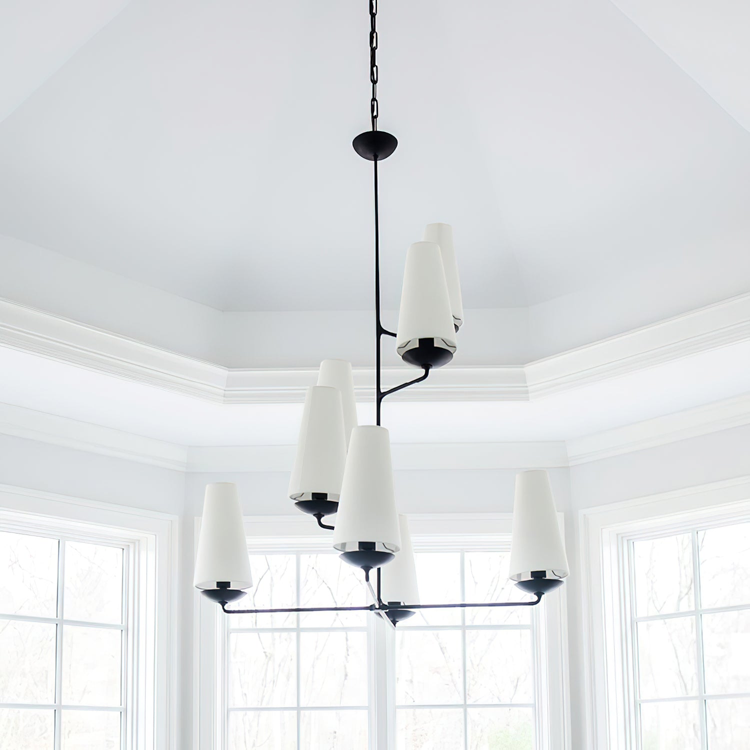 Lustra Chandelier Vertical en Cuivre et Lin - Neutralighting