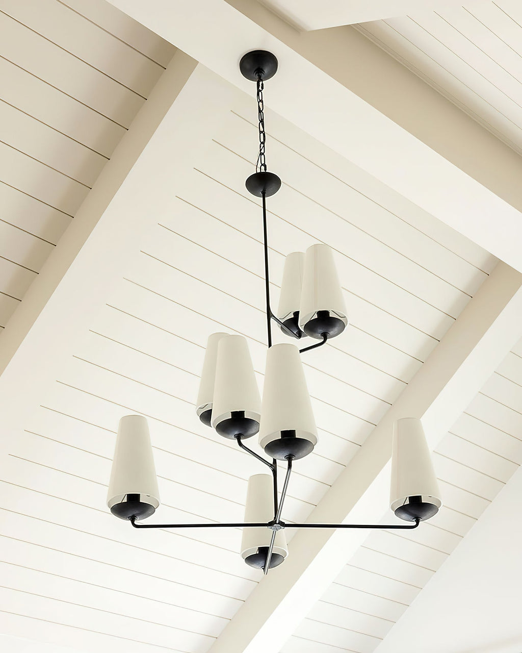 Lustra Chandelier Vertical en Cuivre et Lin - Neutralighting