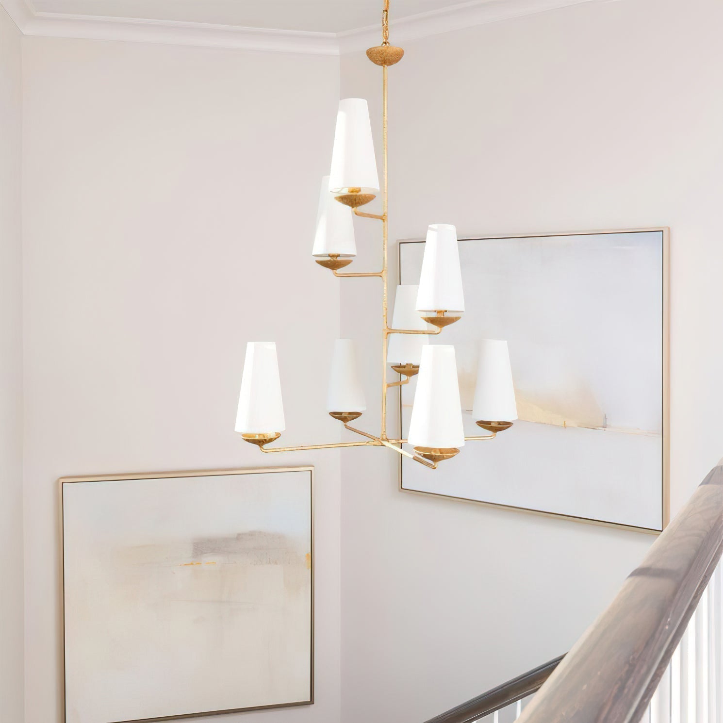 Lustra Chandelier Vertical en Cuivre et Lin - Neutralighting