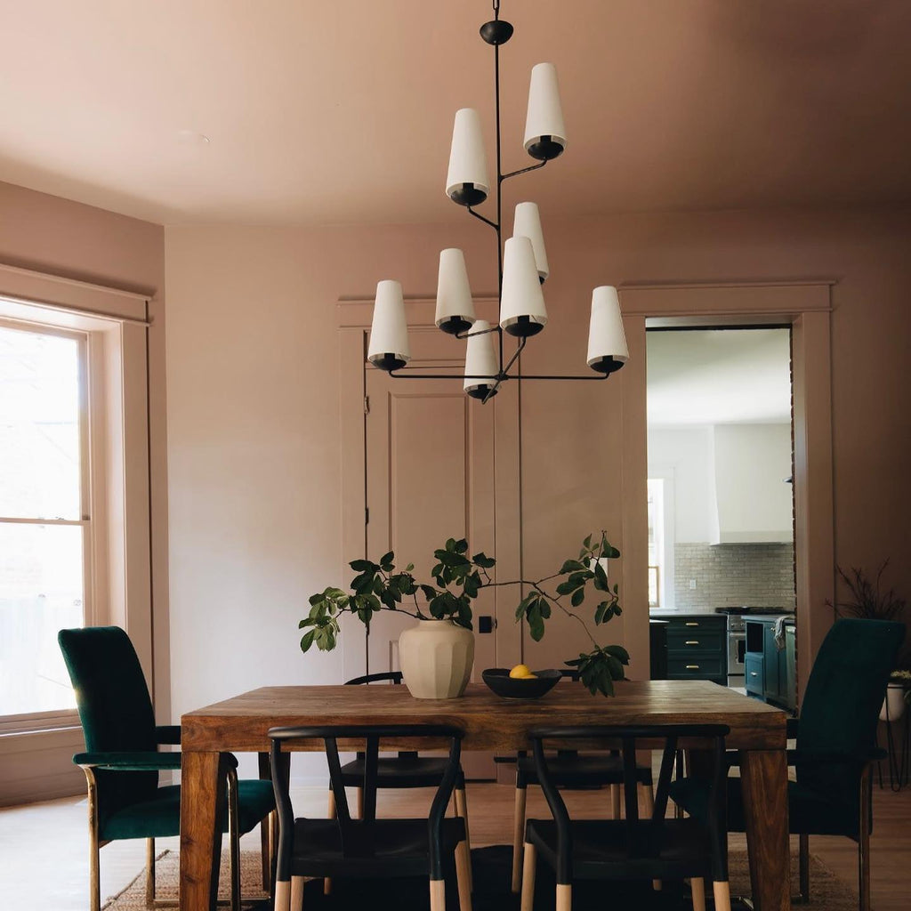 Lustra Chandelier Vertical en Cuivre et Lin - Neutralighting
