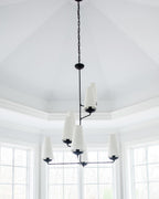 Lustra Chandelier Vertical en Cuivre et Lin - Neutralighting