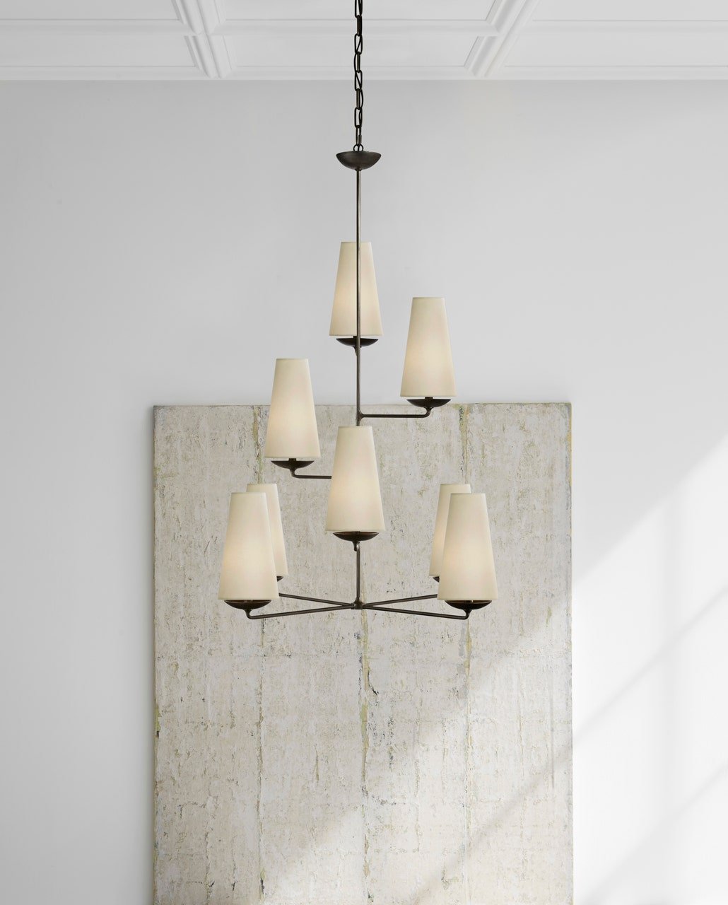 Lustra Chandelier Vertical en Cuivre et Lin - Neutralighting